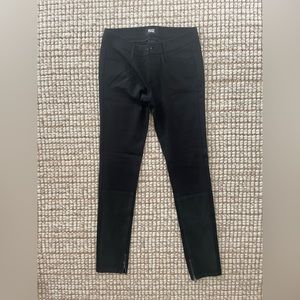 NWOT, Paige denim black leggings jeans with suede patches and zip ankle